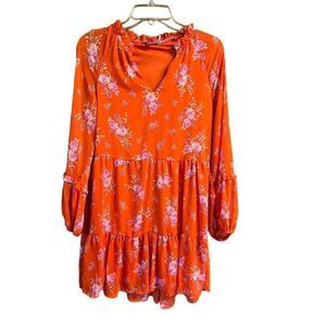Vince Camuto Orange Pink Ruffled Tiered Sundress NWT